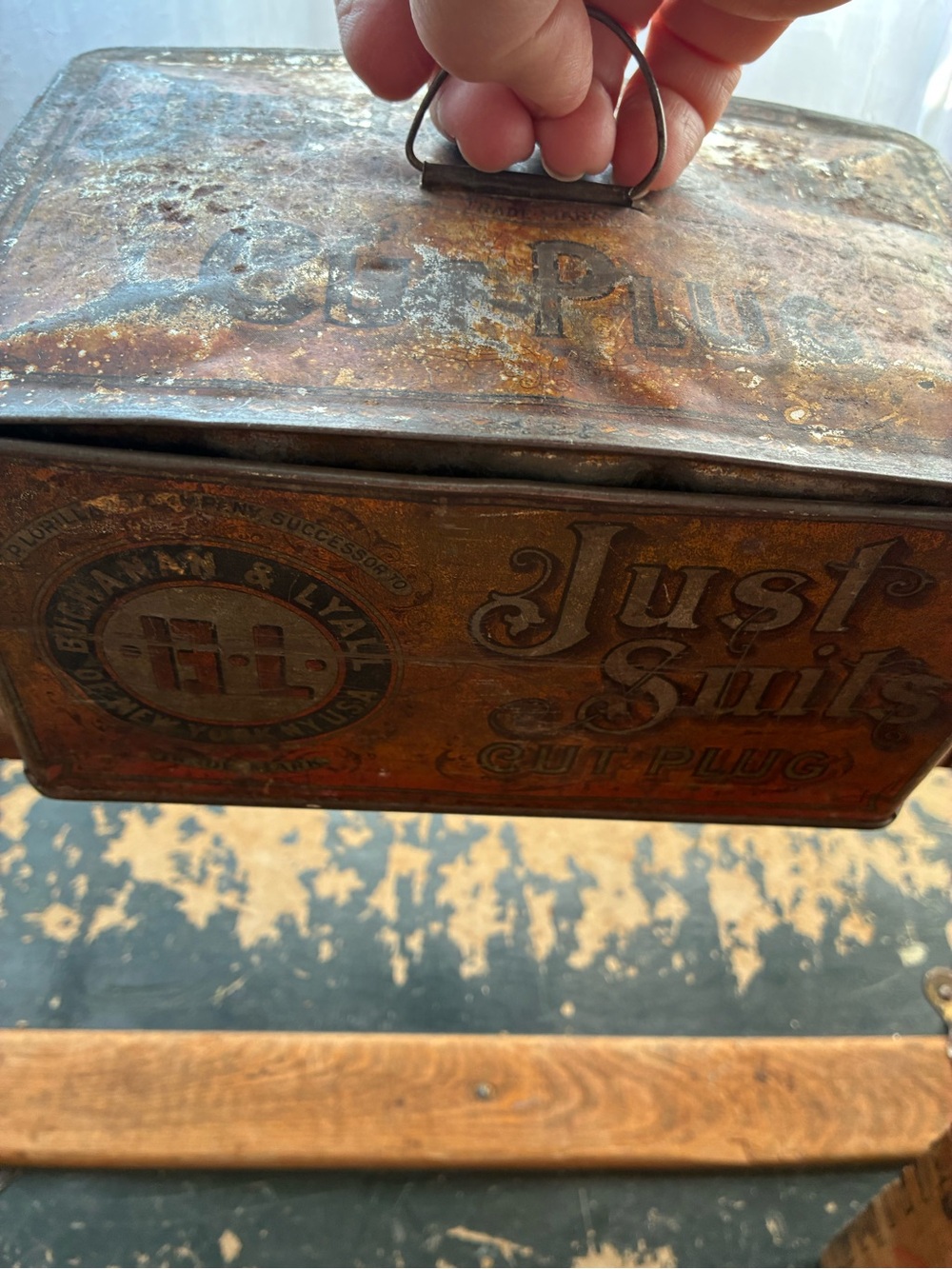 Vintage Just Suits Tobacco Tin • Lithographed Advertising Collectible